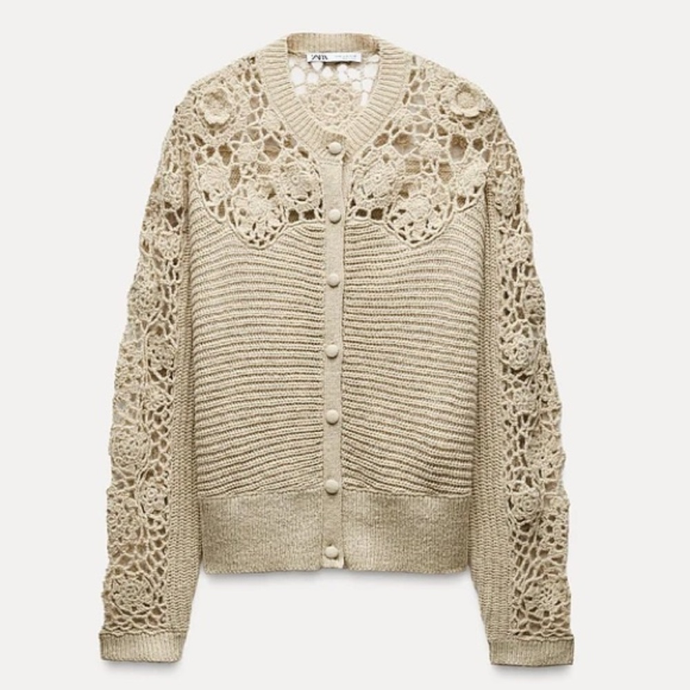 Zara Combination Crochet Knit Jacket - Picture 4 of 6